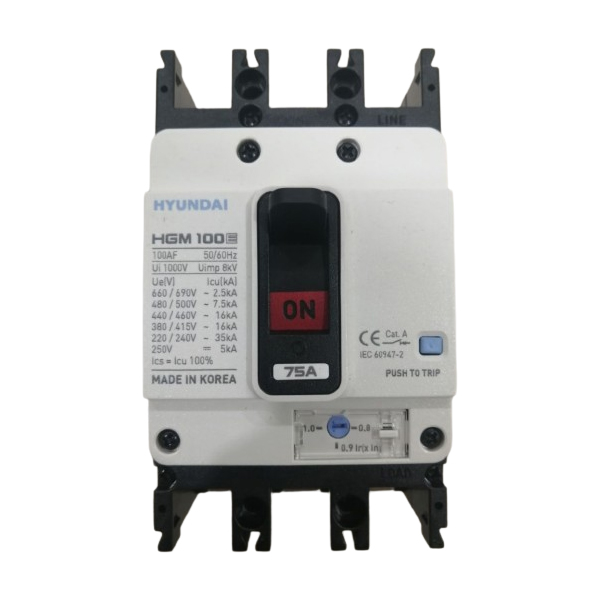 APTOMAT MCCB HYUNDAI 3P 75A 16kA ( HGM100E-F )